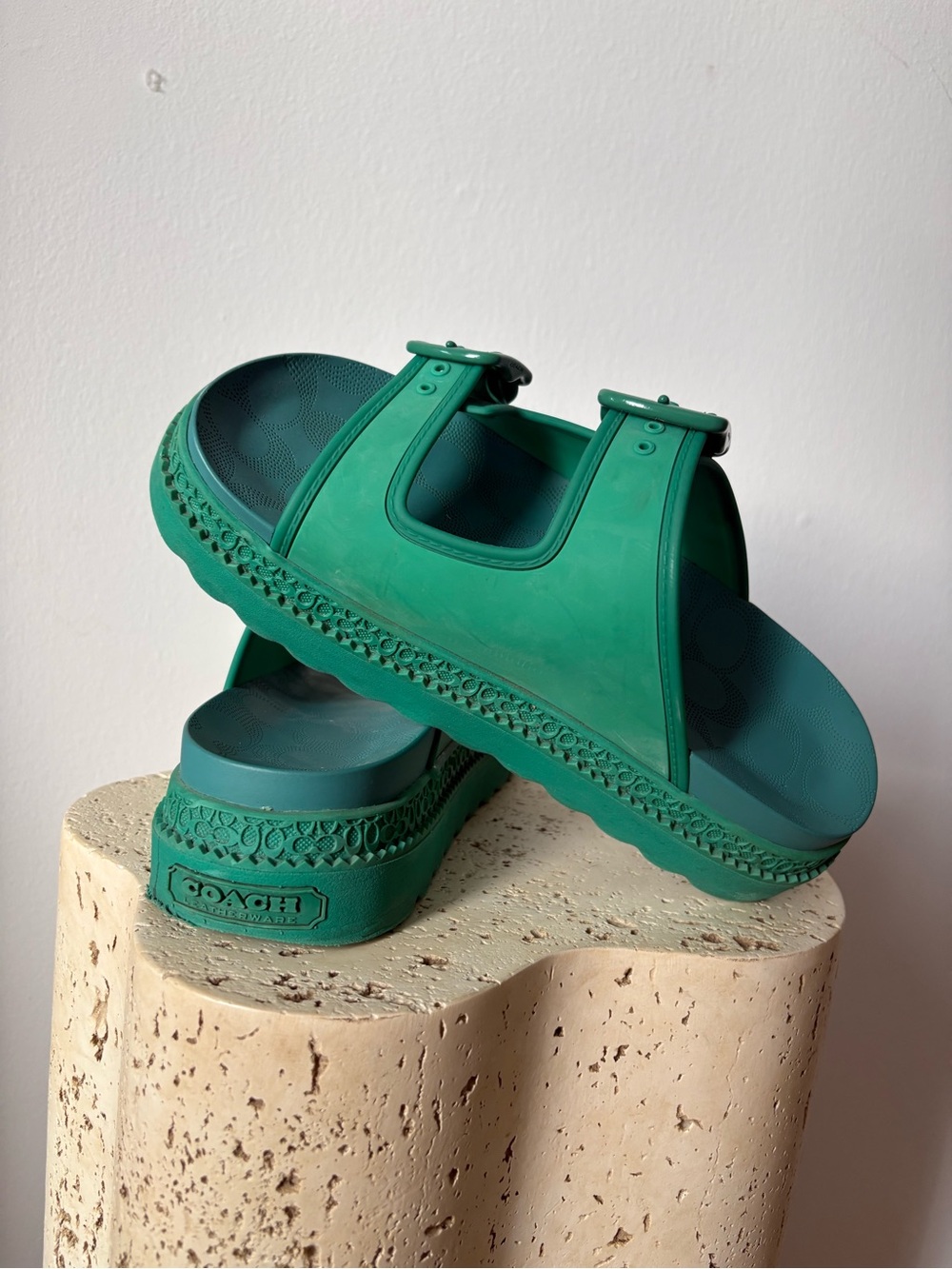 Coach- Bright Green Lucy Rubber Platform Sandals